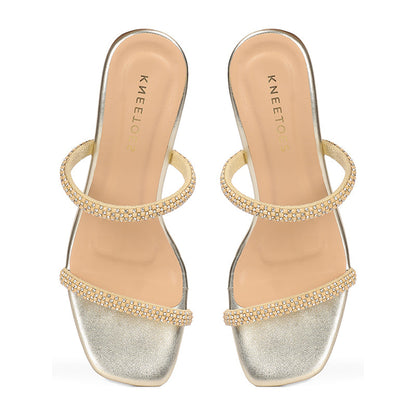 Evara - Gold Kitten Heels