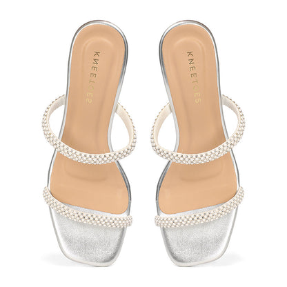 Evara - Silver Kitten Heels
