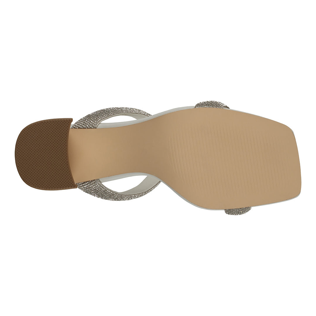 Sandalias de tacón con doble tira adornada Luella White