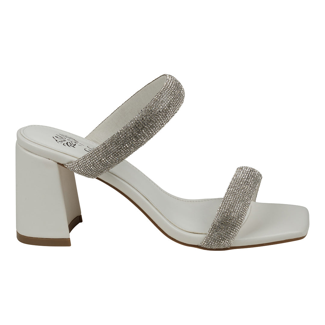 Sandalias de tacón con doble tira adornada Luella White