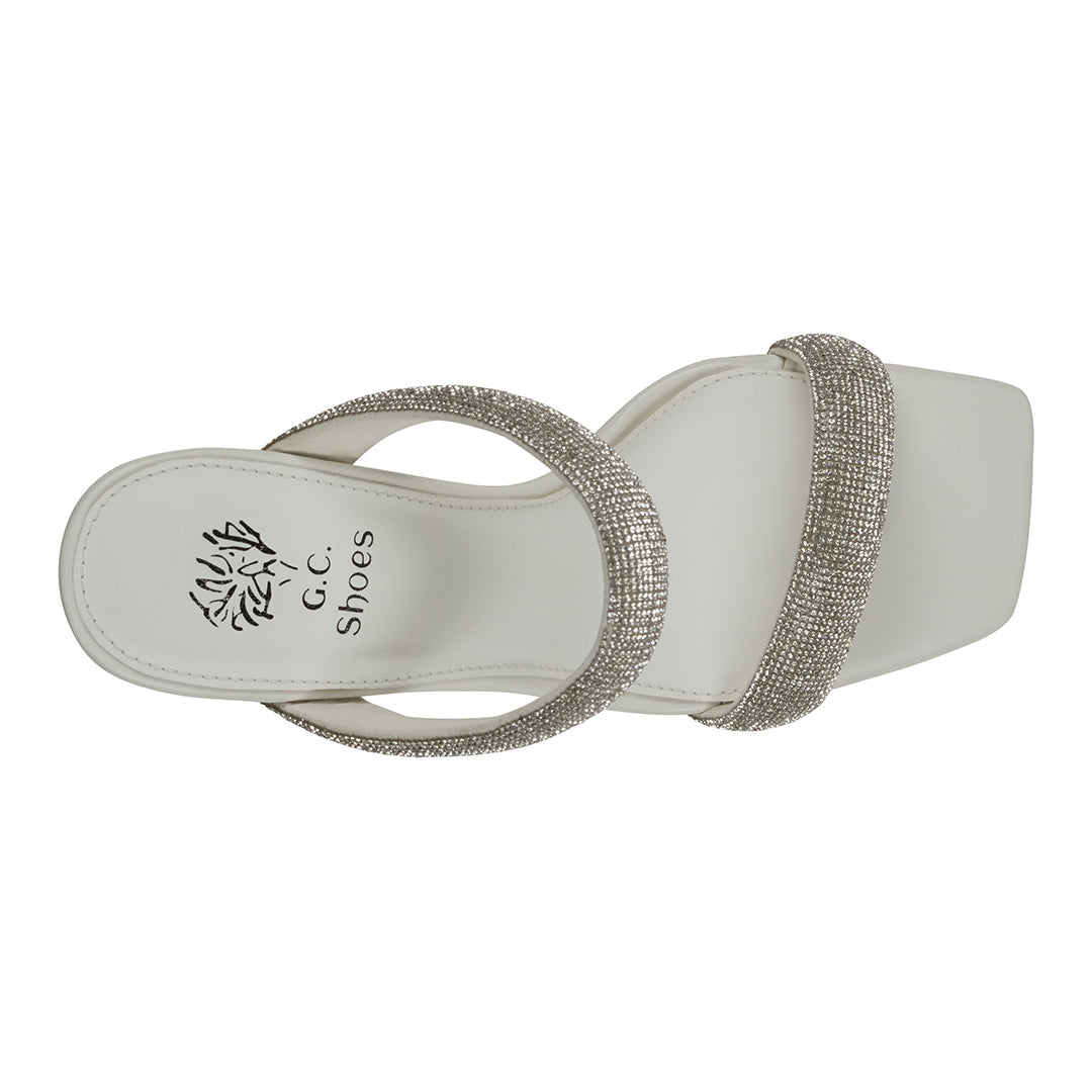 Sandalias de tacón con doble tira adornada Luella White