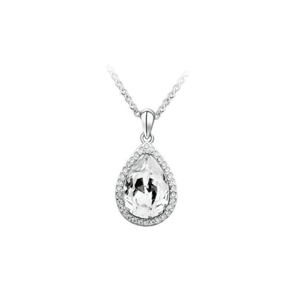 Large Crystal Teardrop Pendant Necklace
