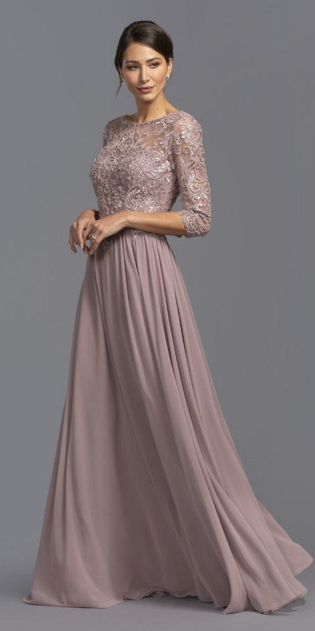 CLEARANCE - Aspeed M2340 Appliqued Mid-Length Long Formal Dress (Size Large)