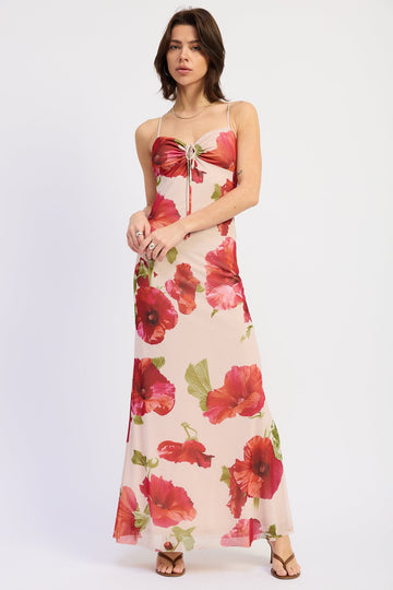 Cream Red Floral