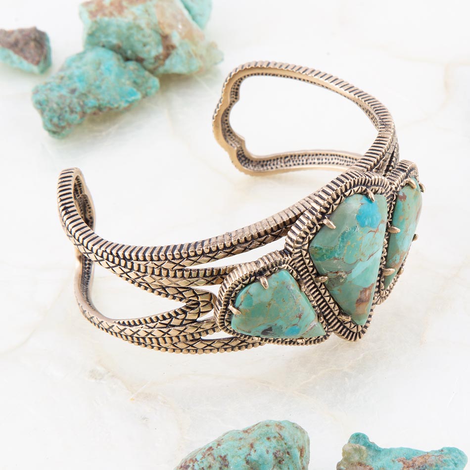 Pulsera con Brazalete Dorado Turquesa Azul Maltés