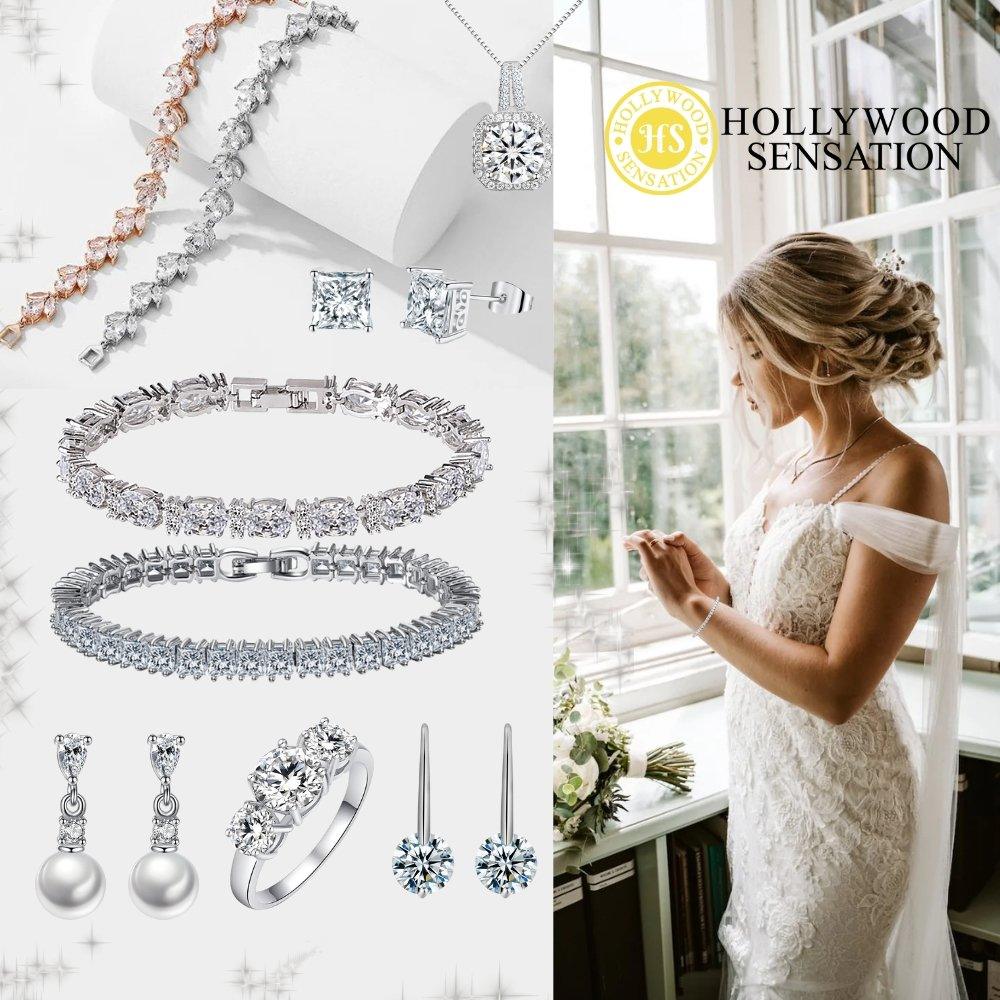Marquise and Rhomboid Cubic Zirconia Tennis Bracelet with White Diamond Cubic Zirconia