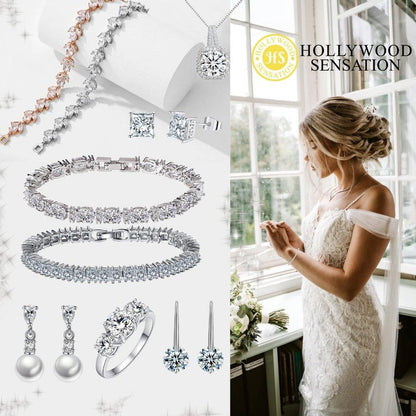 Marquise and Rhomboid Cubic Zirconia Tennis Bracelet with White Diamond Cubic Zirconia