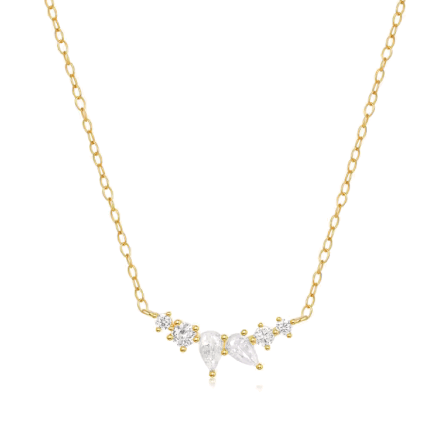 Mystique Delicate Necklace with Pear and Round Cut Cubic Zirconia