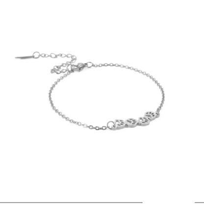 Pawsy Daisy Paw Print Link Chain Bracelet