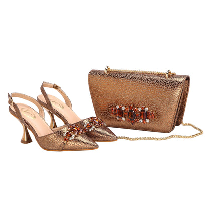 Women's Shoes and Bag Set with Pointed Toe EDN349