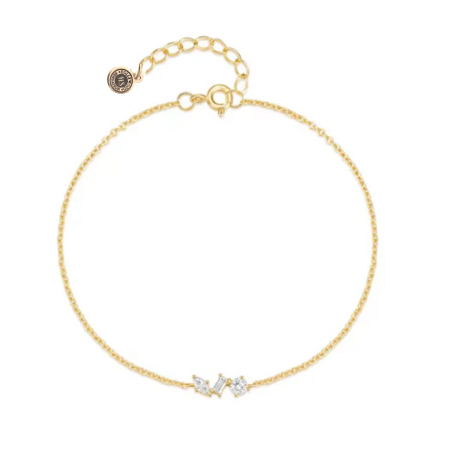 Silvana Chain Link Bracelet with Round, Pear, and Emerald Cut Cubic Zirconia Stones