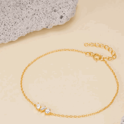 Silvana Chain Link Bracelet with Round, Pear, and Emerald Cut Cubic Zirconia Stones
