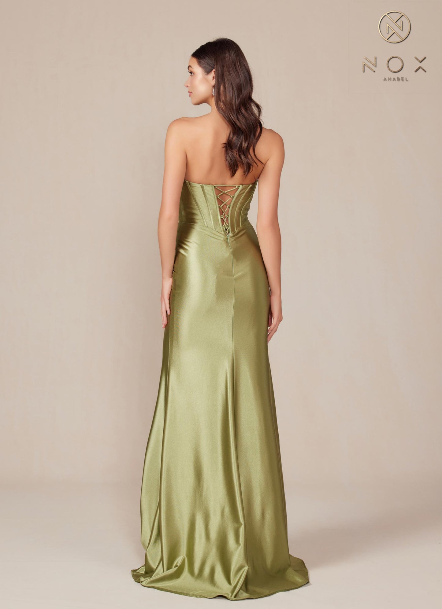 Nox Anabel T1500 Dress Satin Strapless Floor Length Keyhole Bodice