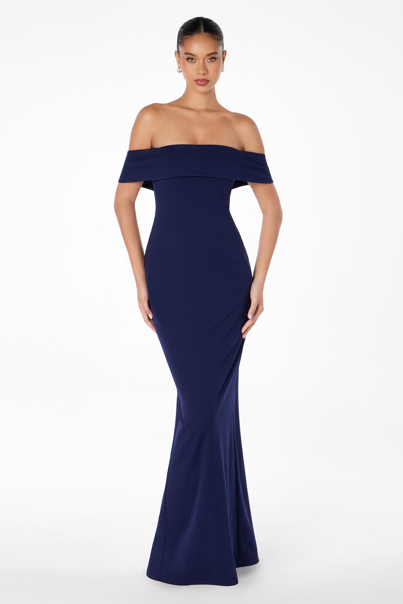 Astee T2011 Off the Shoulder Fitted Evening Gown Back Slit