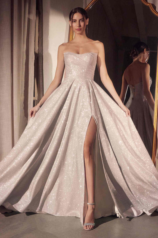 Ladivine Amoris T701 Strapless Glitter A-Line Gown