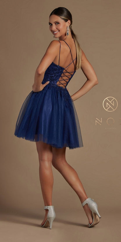 Nox Anabel T718 Short A-Line Corset Back Baby Doll Dress Tulle Skirt