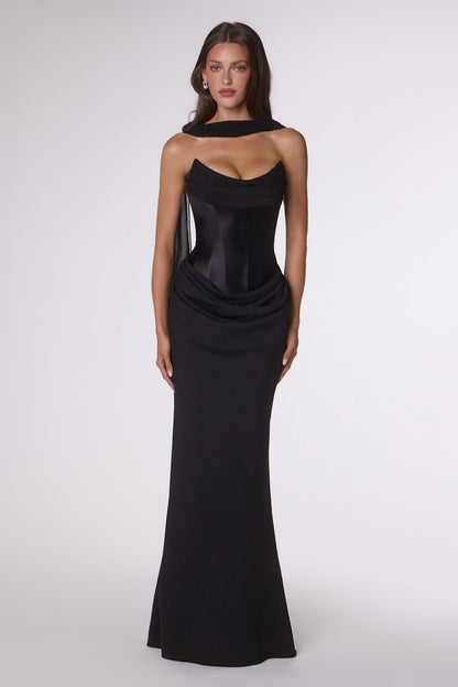 Amoris T732 Strapless Fitted Column Semi-Formal Gown