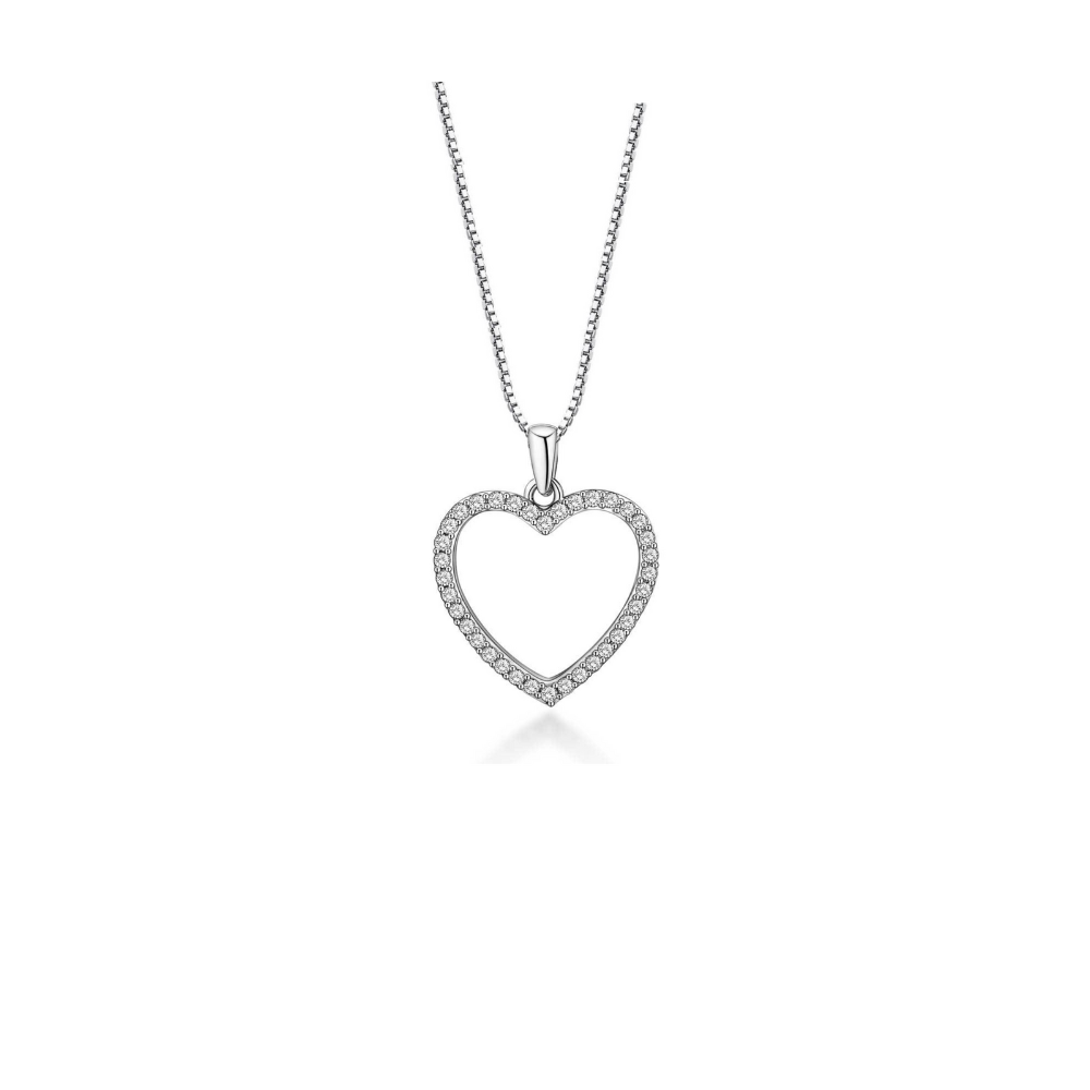 Crystal Heart Necklace with Cubic Zirconia Stones