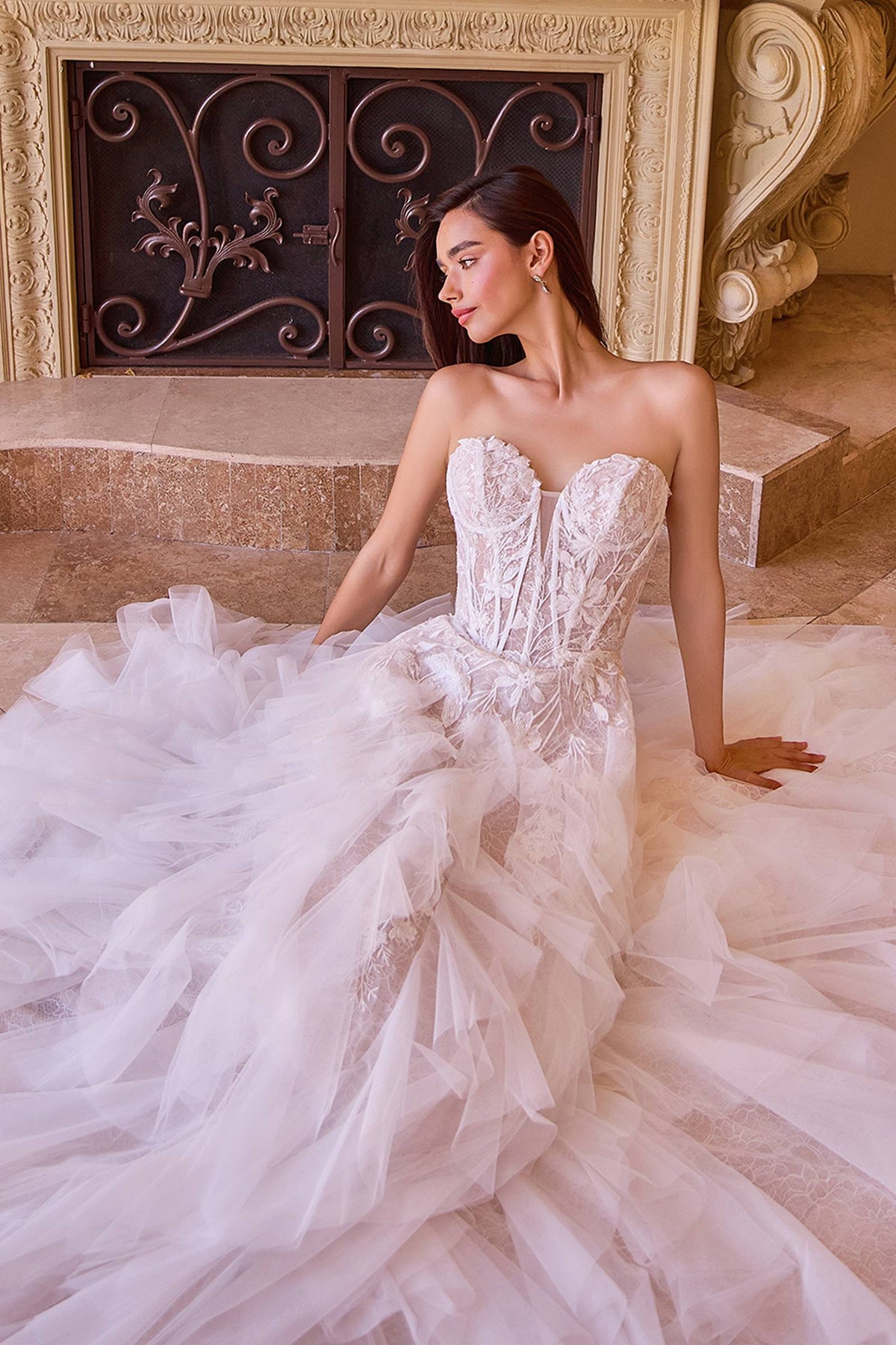 Vestido de novia Andrea & Leo WL016 sin tirantes con cintura caída en cascada