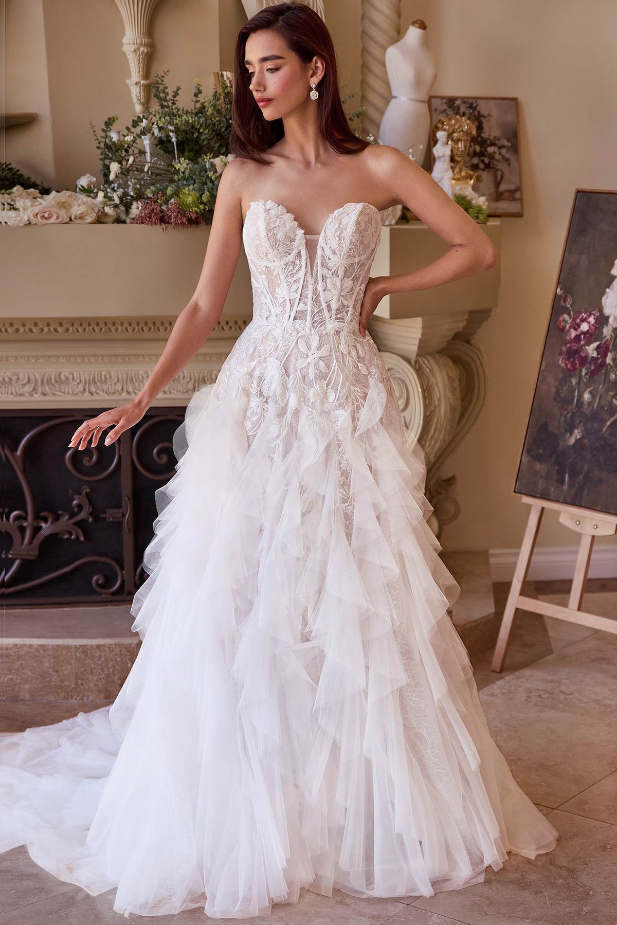 Vestido de novia Andrea & Leo WL016 sin tirantes con cintura caída en cascada