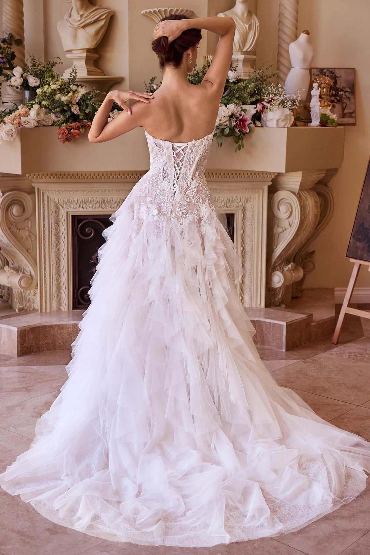 Vestido de novia Andrea & Leo WL016 sin tirantes con cintura caída en cascada