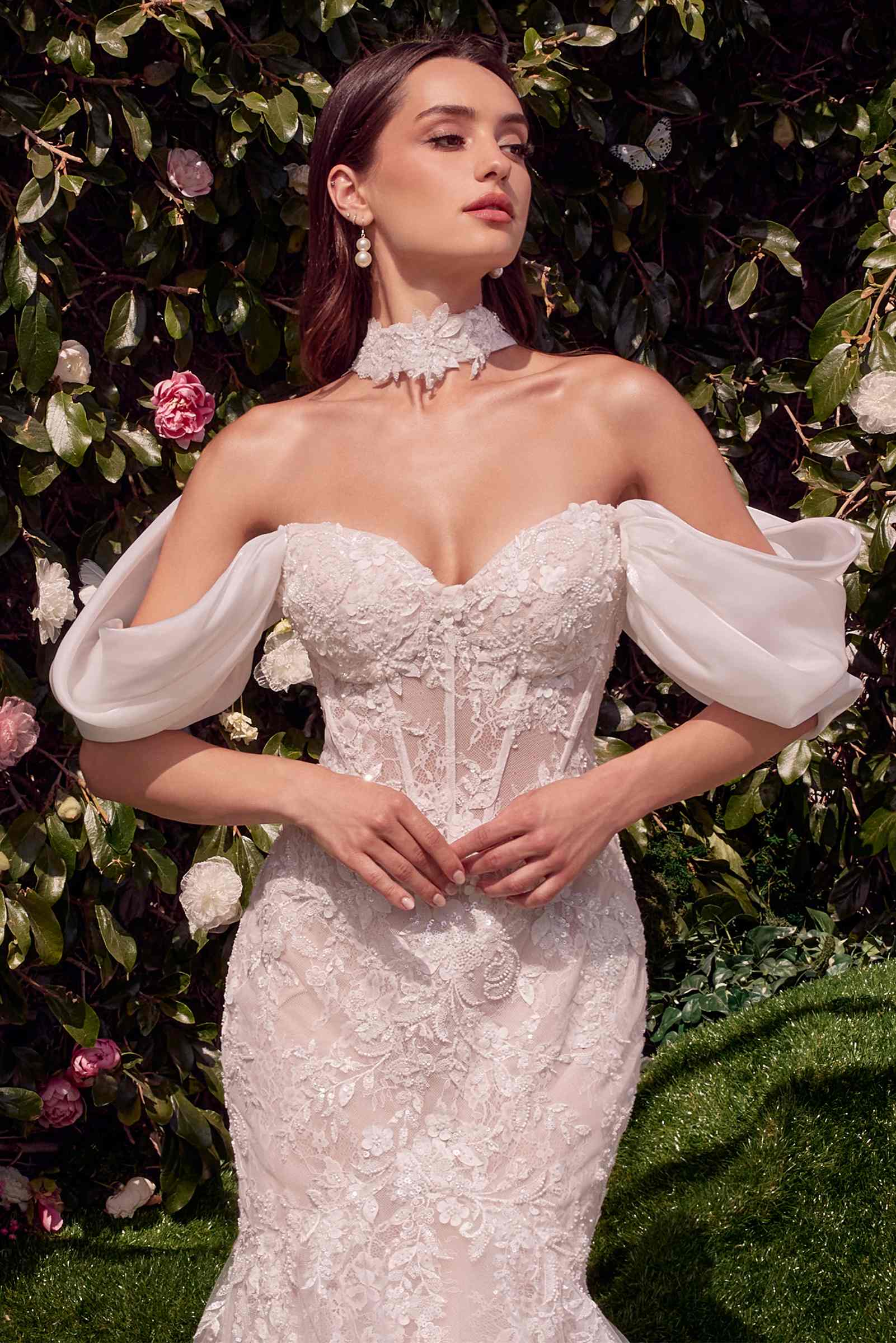 Andrea & Leo WL031 Vestido de novia tipo sirena con alas desmontables