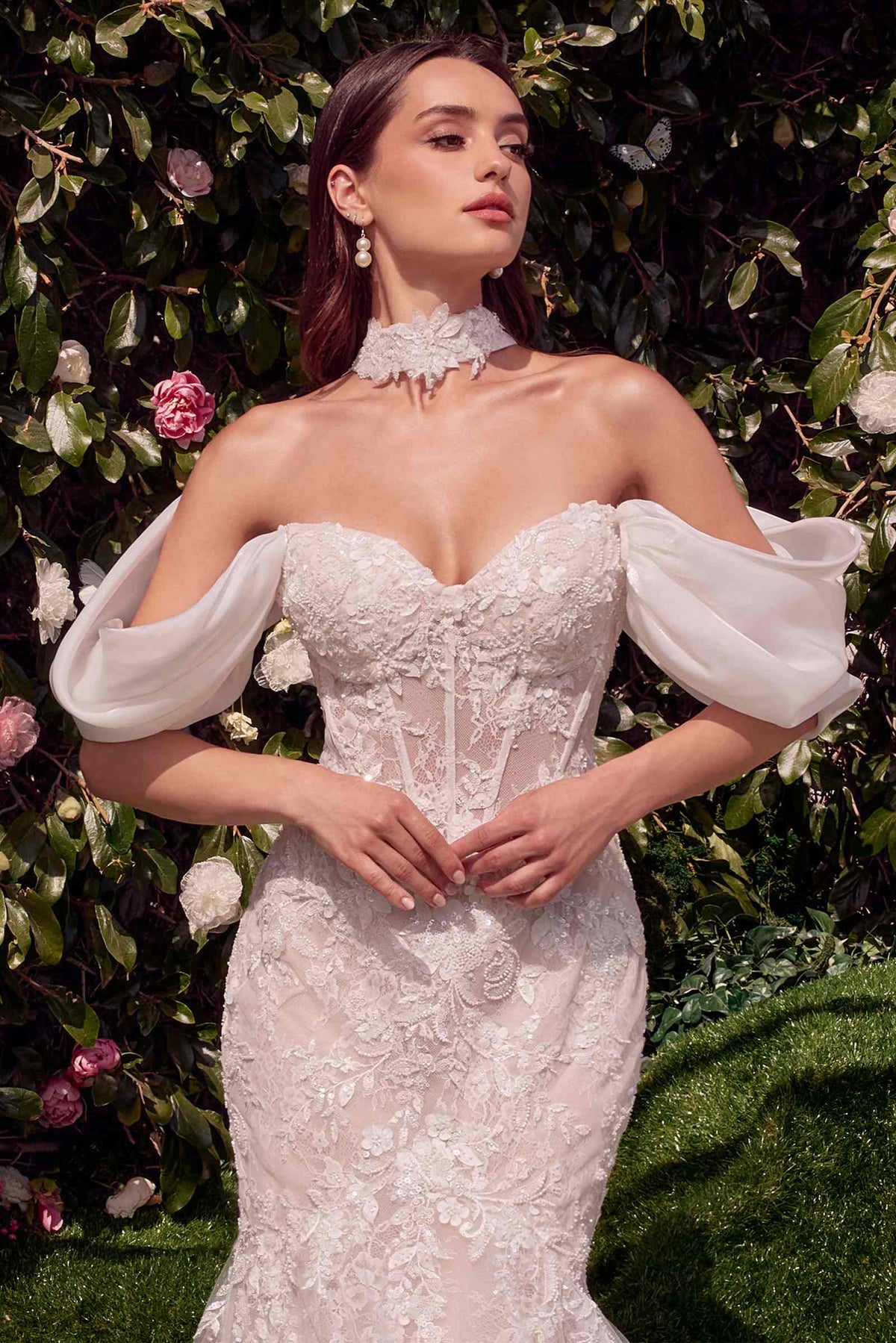 Andrea & Leo WL031 Vestido de novia tipo sirena con alas desmontables