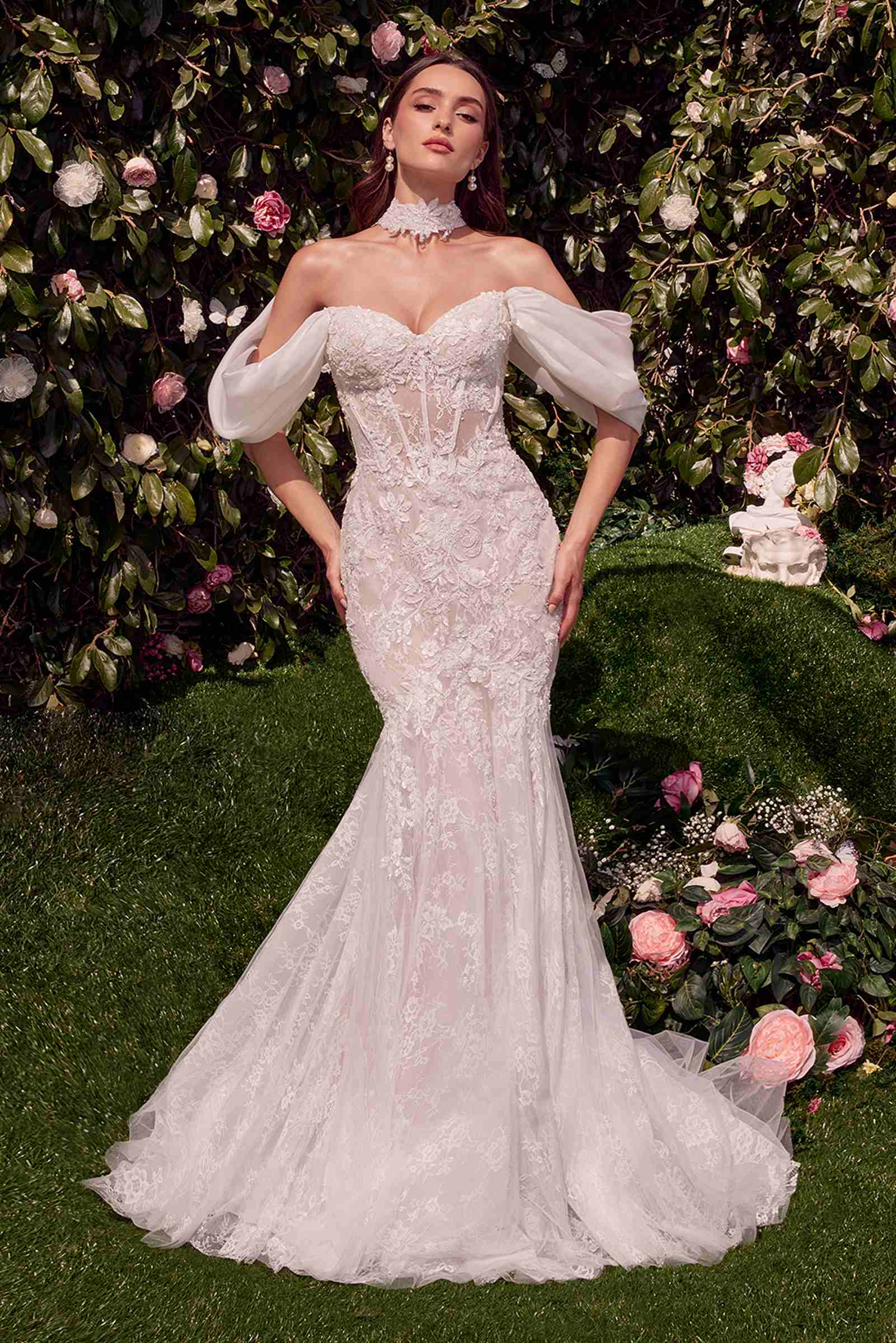 Andrea & Leo WL031 Vestido de novia tipo sirena con alas desmontables
