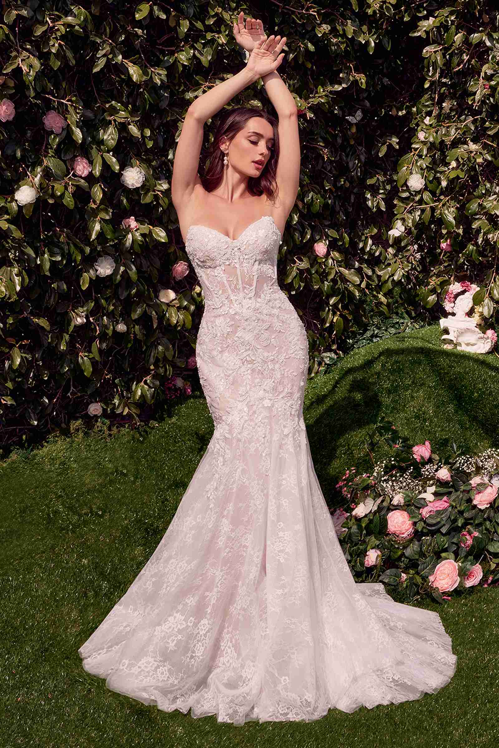 Andrea & Leo WL031 Vestido de novia tipo sirena con alas desmontables