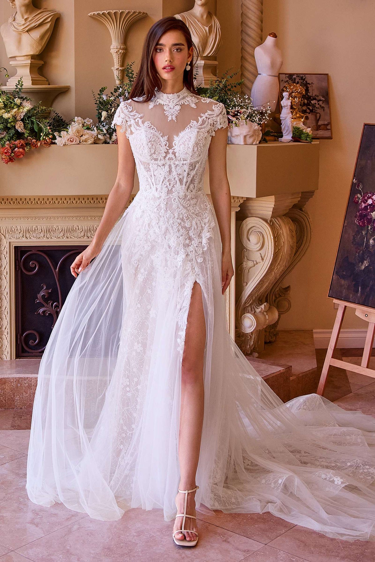 Andrea & Leo WL035 Wedding Dress Lace & Tulle Short Sleeve Gown