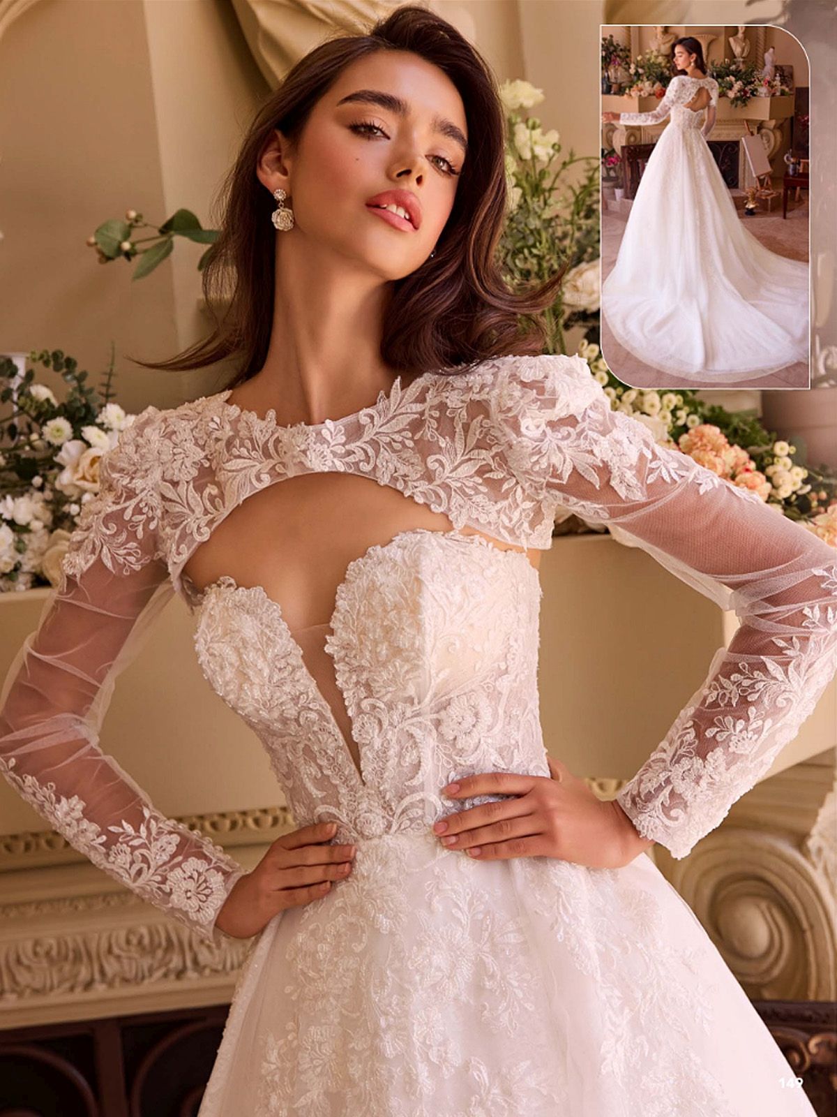 Andrea & Leo WL037 Vestido de Novia sin Tirantes de Gala y Bolero de Encaje