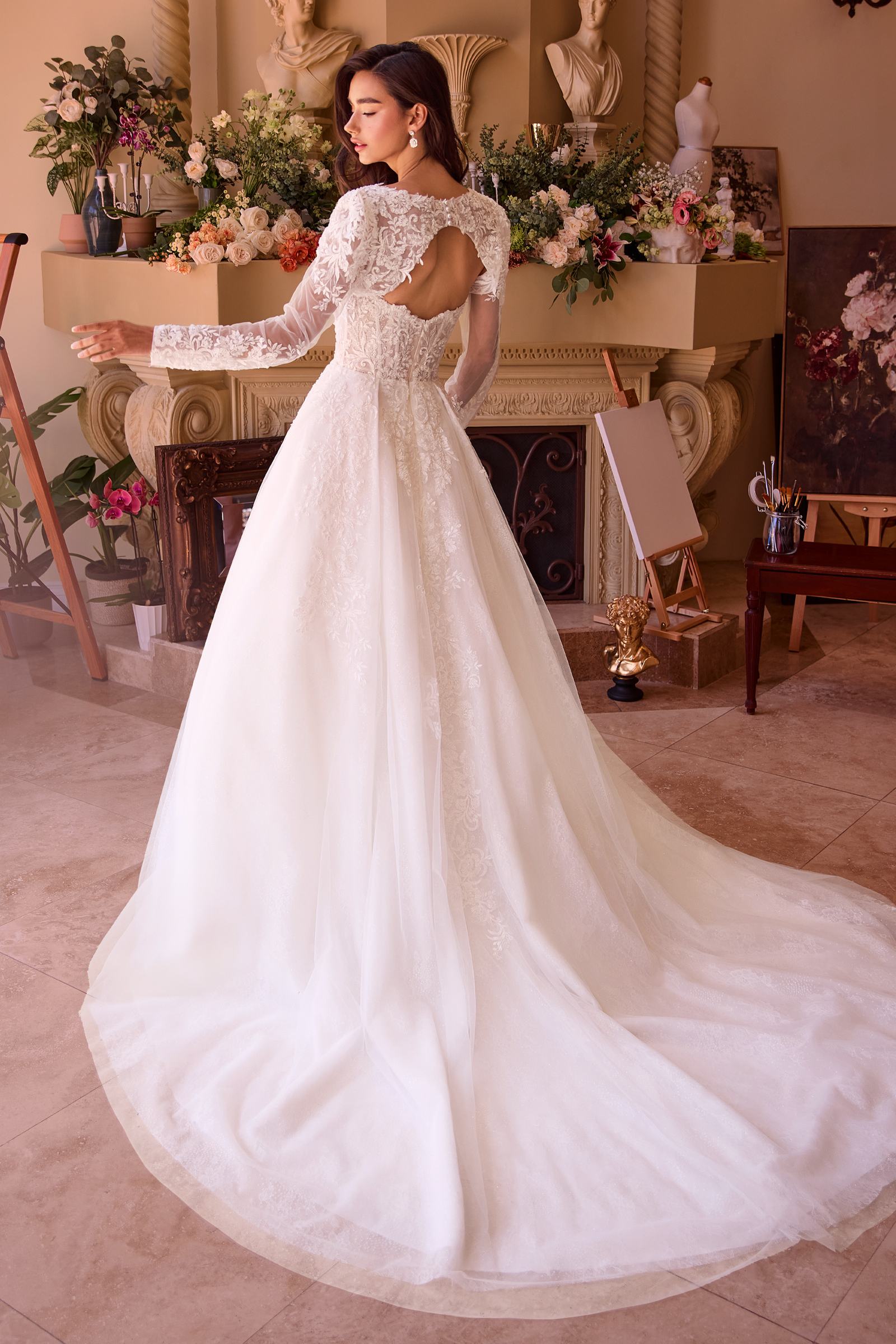 Andrea & Leo WL037 Vestido de Novia sin Tirantes de Gala y Bolero de Encaje