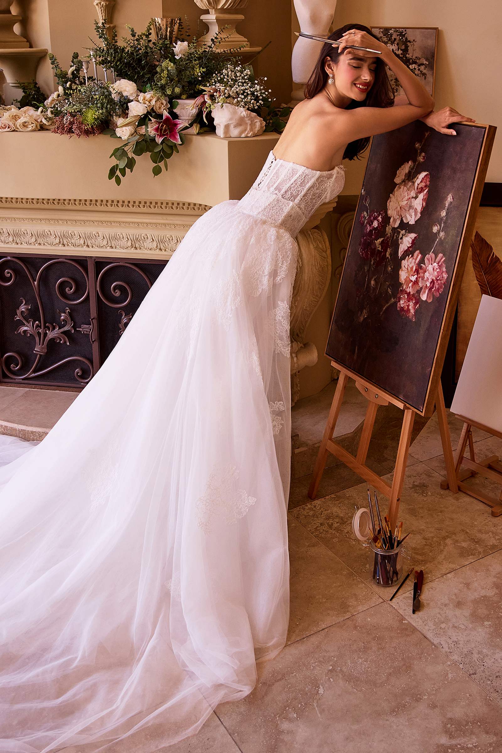 Vestido de novia de encaje ajustado Andrea & Leo WL044 y sobrefalda extraíble