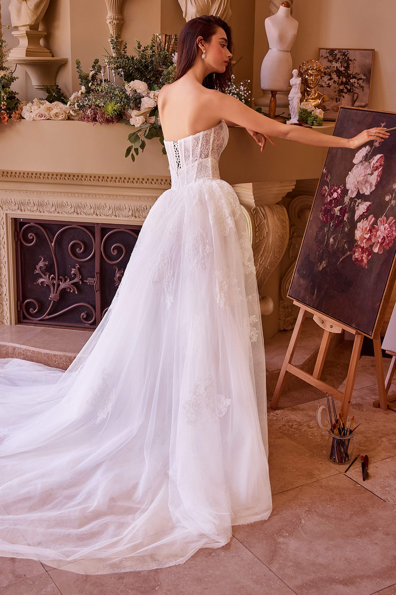 Vestido de novia de encaje ajustado Andrea & Leo WL044 y sobrefalda extraíble