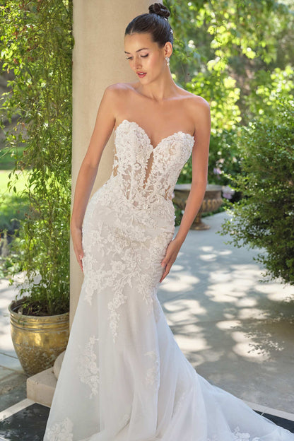 Andrea & Leo WL065 Mermaid Bridal Gown Removable Sheer Lace Sleeves