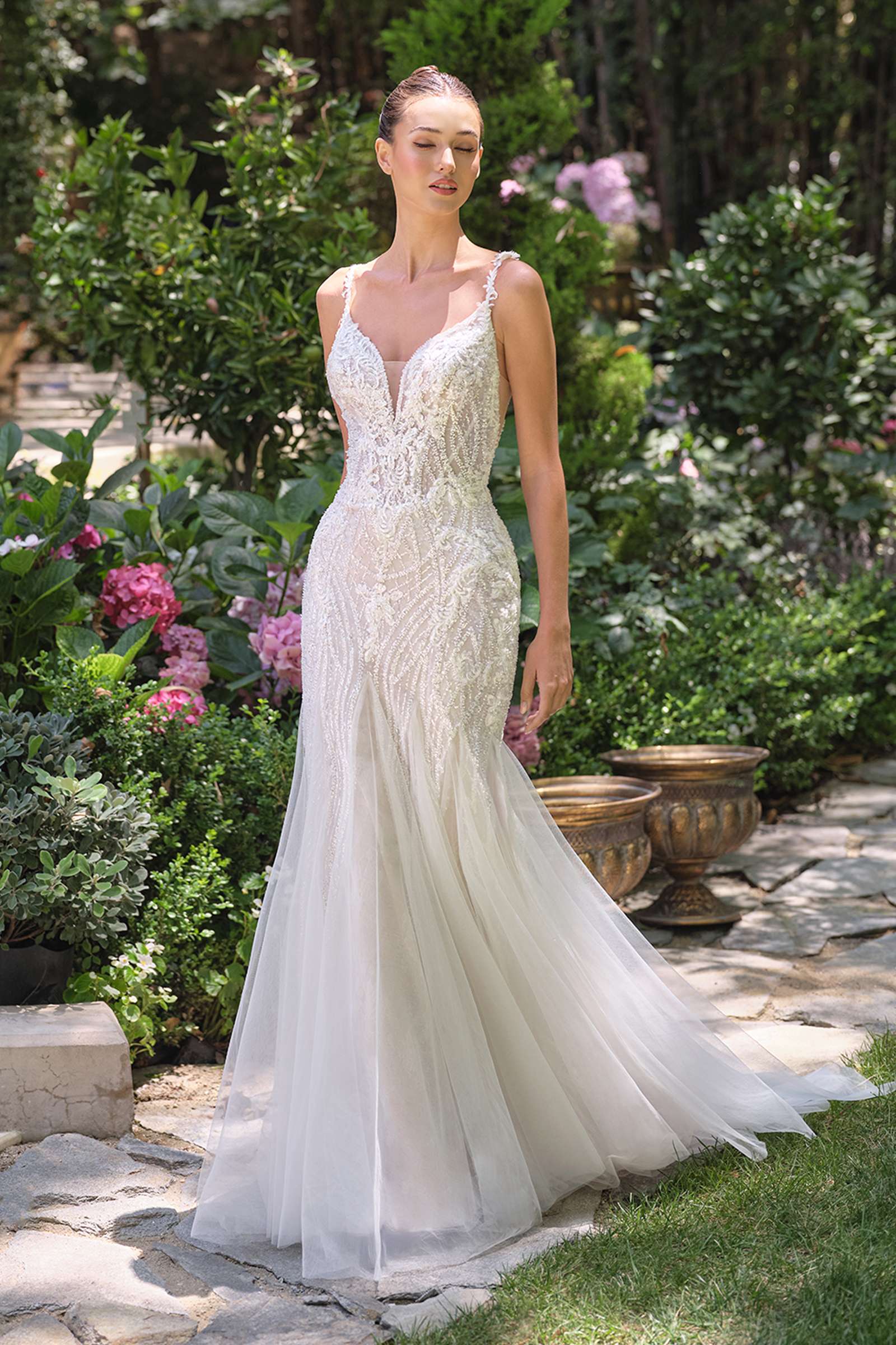 Vestido de Novia con Ilusión Profunda Estilo Corte Sirena Andrea & Leo WL066