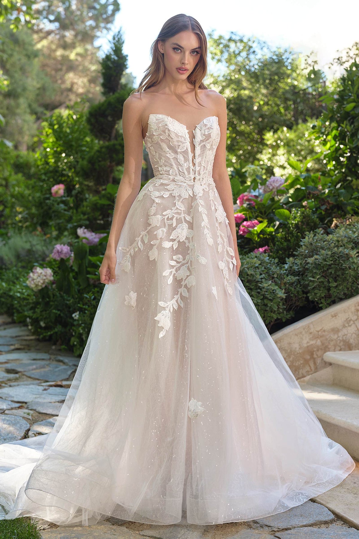 Andrea & Leo WL070 A-Line Strapless Illusion Plunge Neck Wedding Dress