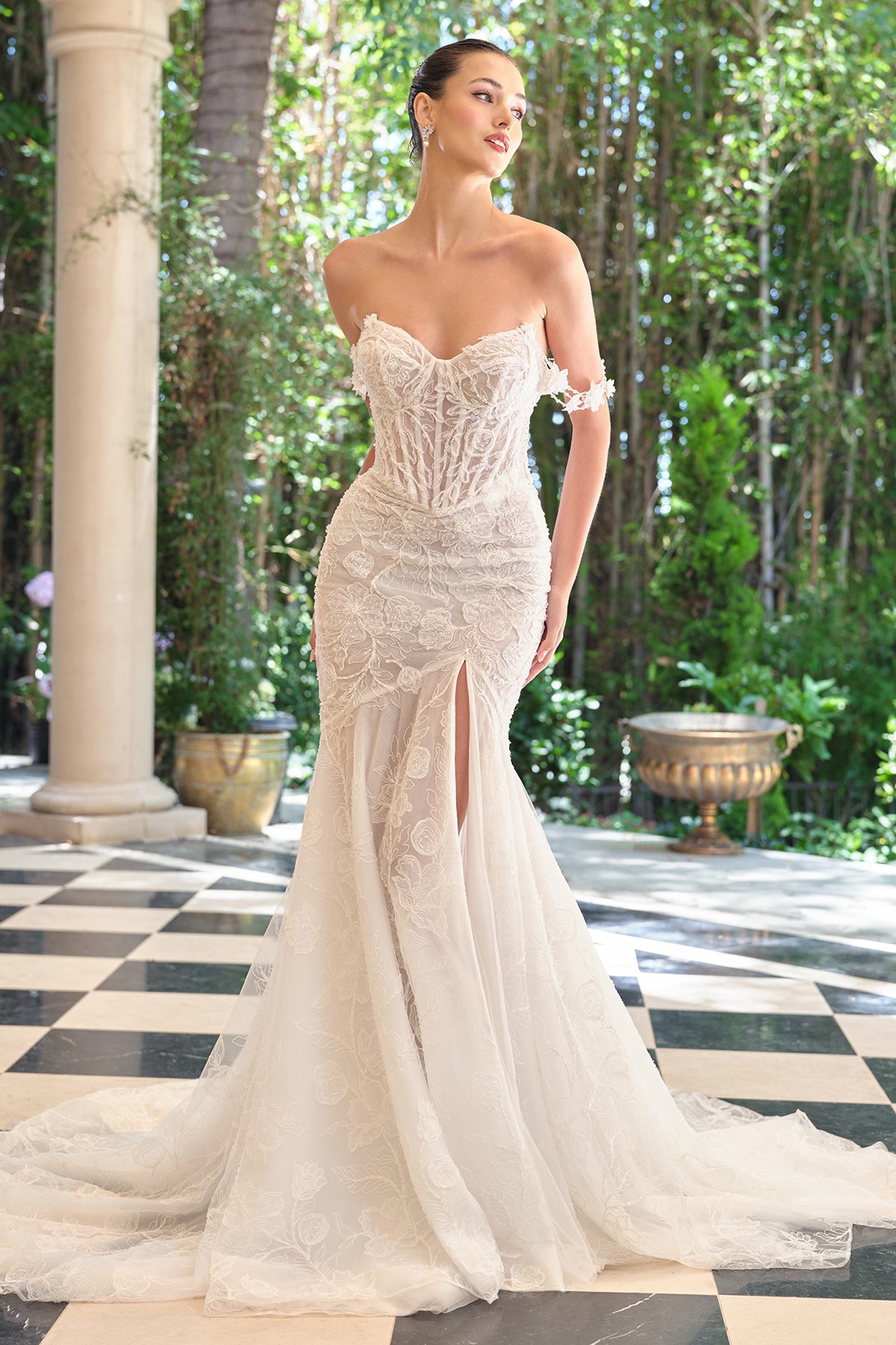 Andrea & Leo WL099 Romántico vestido de novia ajustado con hombros descubiertos