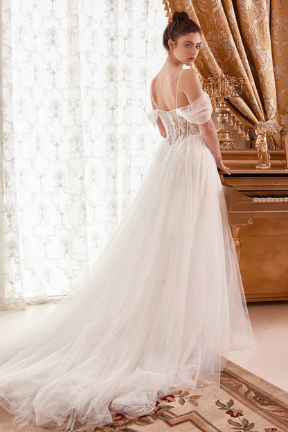Ladivine WN307 Layered Tulle A-Line Bridal Gown With Corset Bodice