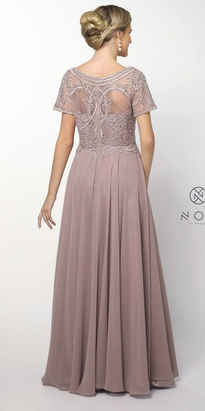CLEARANCE - Nox Anabel Y525 - Short Sleeve Embroidered Top Formal Dress (Size 3XL)