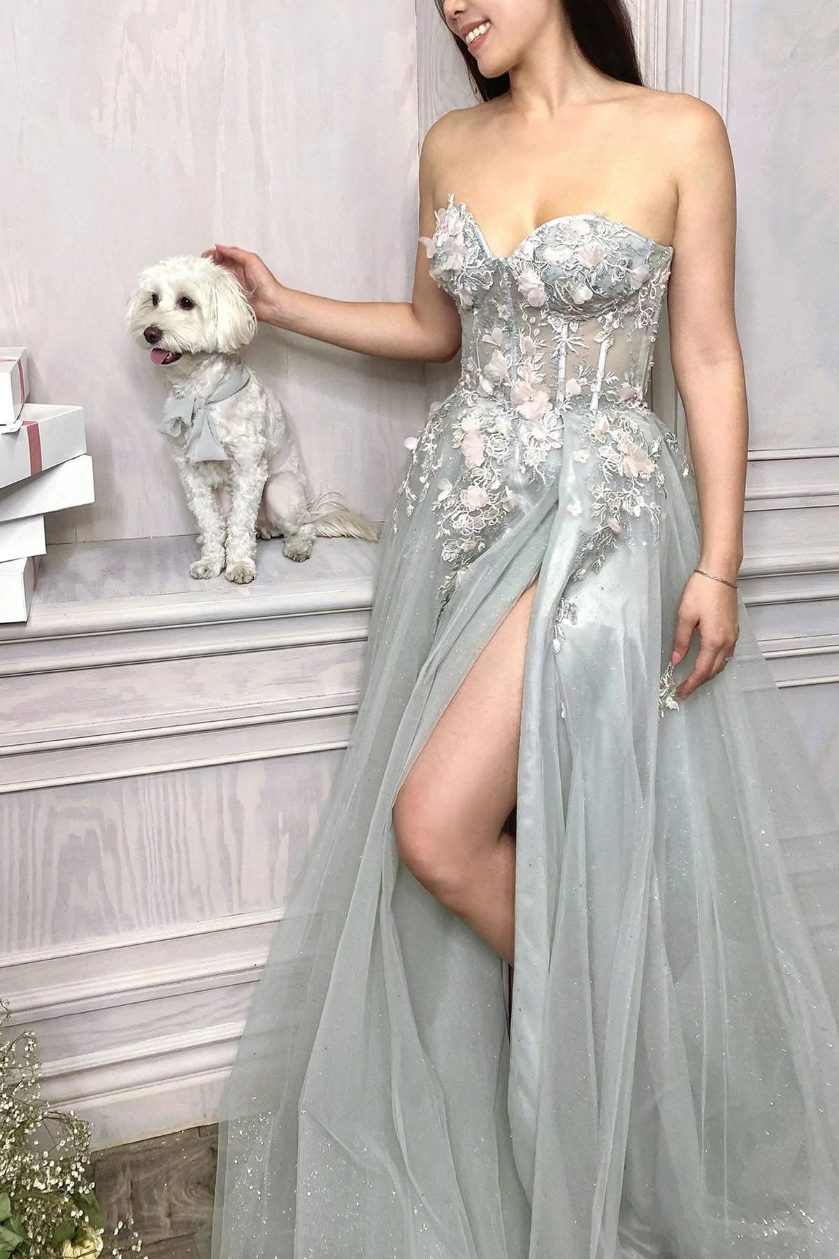 Andrea & Leo A1089 Penelope Blossom Gown with Overskirt