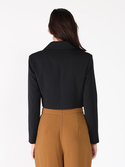 Applique Bow Front Button Open Crop Jacket