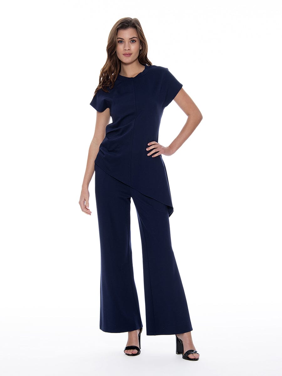 Gracia Fashion Women's Asymmetric Cut Ruched-Side Top