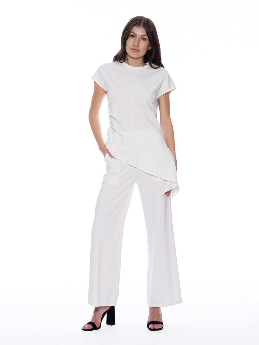 Gracia Fashion Women's Asymmetric Cut Ruched-Side Top