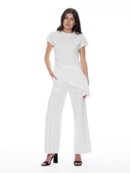 Asymmetric Cut Ruched-Side Top