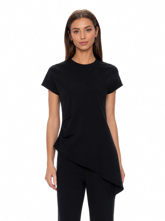 Gracia Fashion Women's Asymmetric Cut Ruched-Side Top