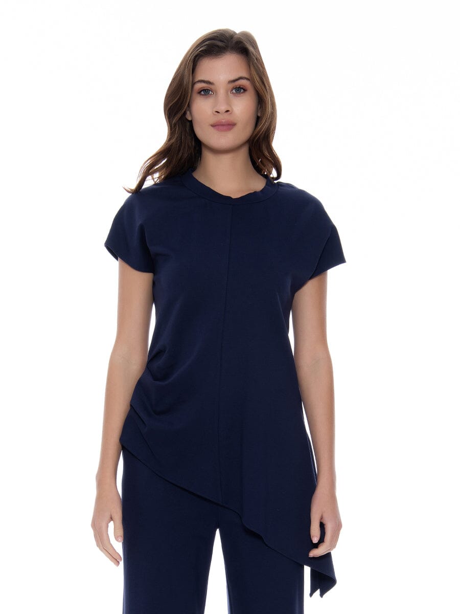 Asymmetric Cut Ruched-Side Top