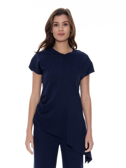 Asymmetric Cut Ruched-Side Top