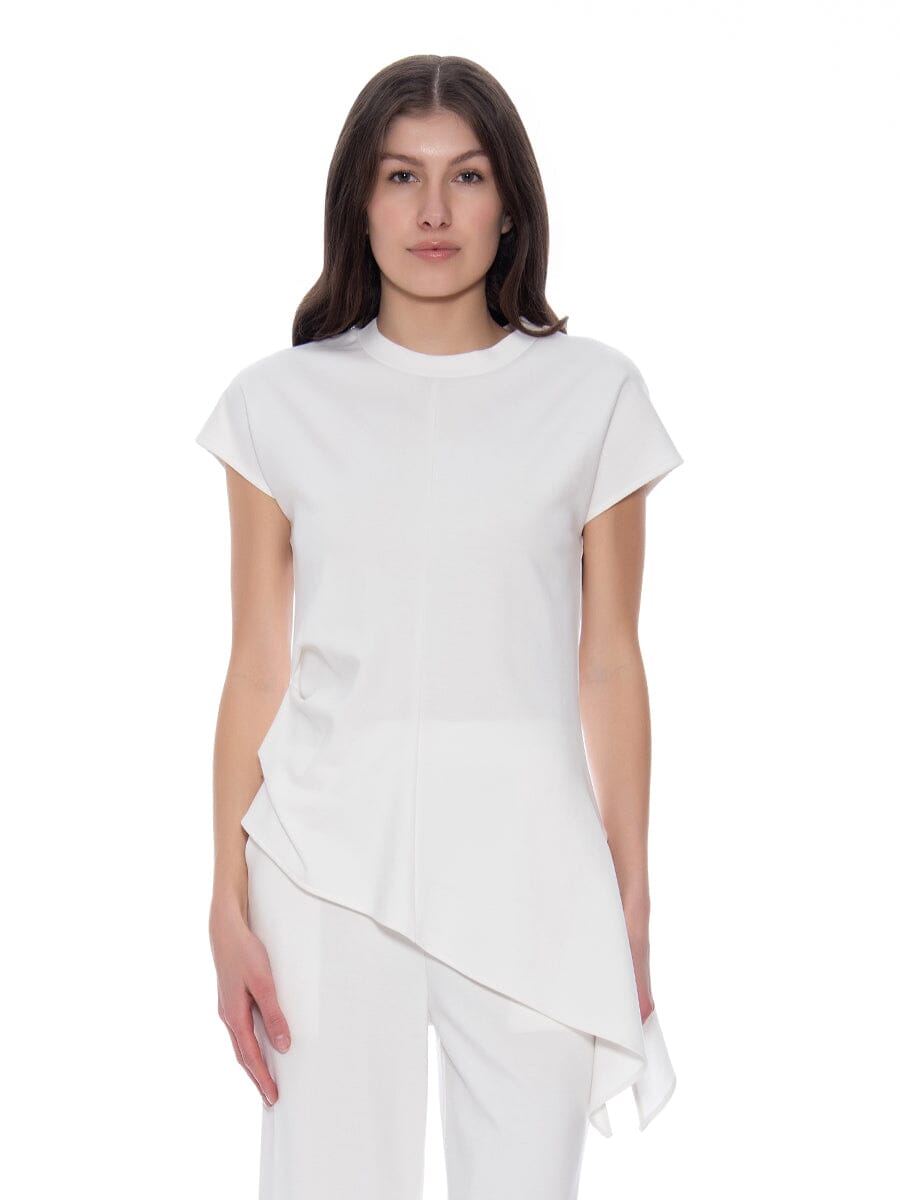 Asymmetric Cut Ruched-Side Top