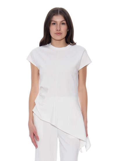 Asymmetric Cut Ruched-Side Top